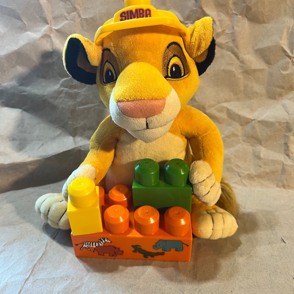 Disney Simba Plush Mega Bloks Toy Yellow Lion King Construction Set Building
